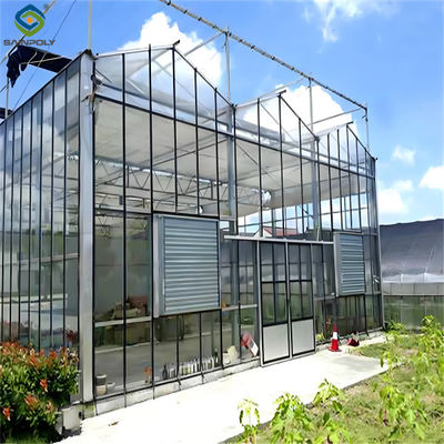 Agricultural Venlo Commercial Glass Greenhouse Width 9.6m With Hydroponic System